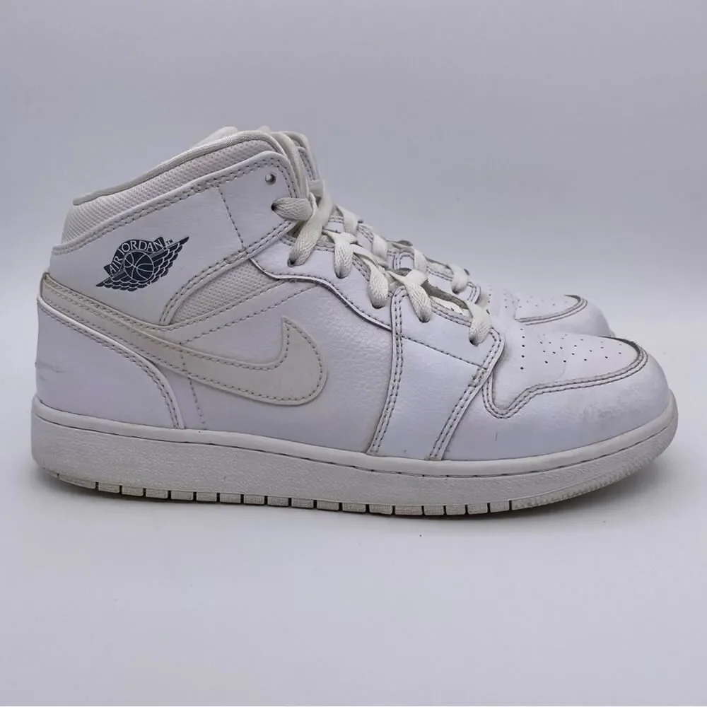 Nike Air Jordan 1 Retro Mid GS 'White Cool Grey' Shoes Sneakers - Size: 7Y